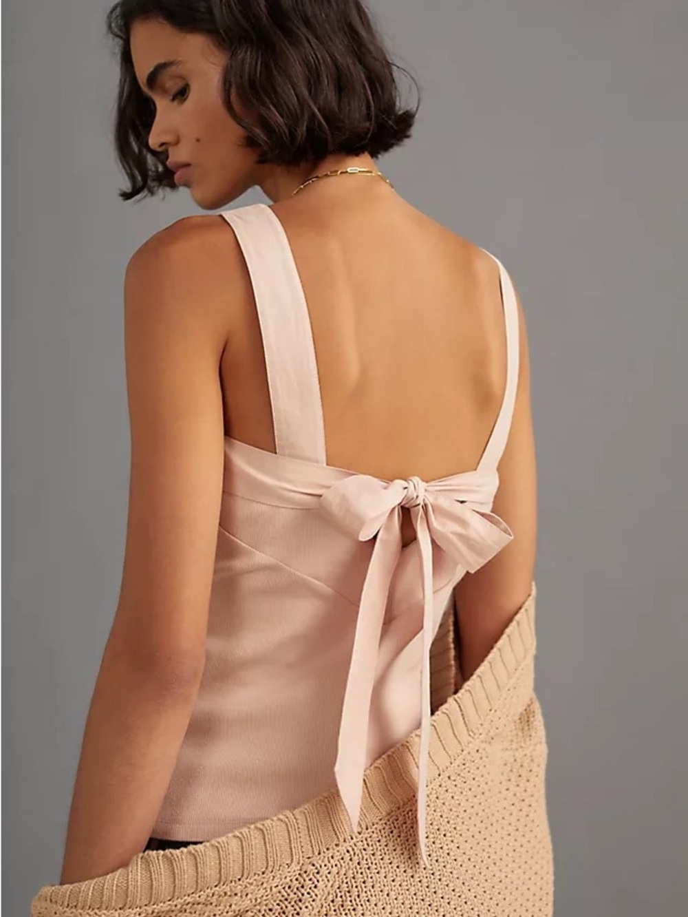 Maeve Light Pink Tie-Back Tank Dress